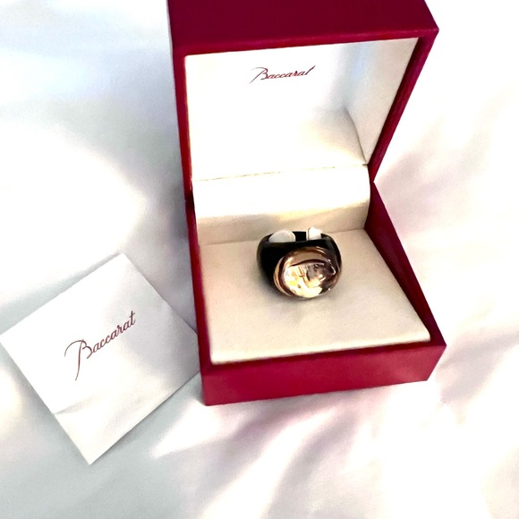 Baccarat Tango Women's Ring with Onyx Band and Gold Crystal